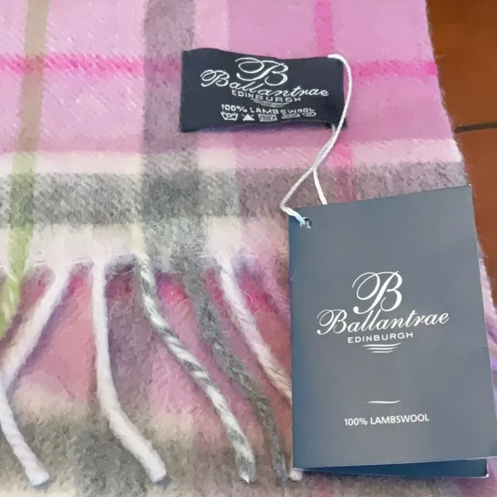 NWT BALLANTRAE Edinburgh Lambswool Plaid Scarf LAVENDER GREEN Scotland